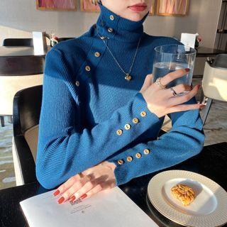 High-neck Ribbed-knit Top In 7 Colors