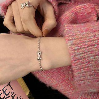 Bow Rhinestone Sterling Silver Bracelet / Ring