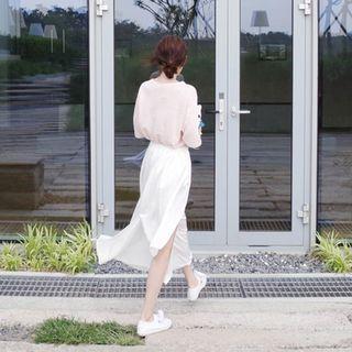 Asymmetric-hem Long Skirt