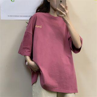 Short-sleeve Lettering T-shirt / Long-sleeve Plain T-shirt