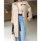 Single-breasted Trench Coat With Belt Beige - One Size