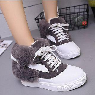 Furry Trim Platform High Top Sneakers
