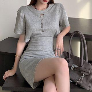 Short-sleeve Cutout-back Mini Bodycon Dress