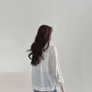 Drop-shoulder Pintuck-detail Blouse