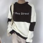 Color Block Lettering Embroidered Sweater