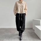 Drawstring-hem Flap Pocket Jacket