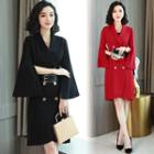 Long Slit-sleeve Mini Double-breasted Coatdress