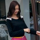 Long-sleeve Lace-panel Top