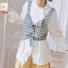 Set: Ruffle Shirt + Plaid Vest