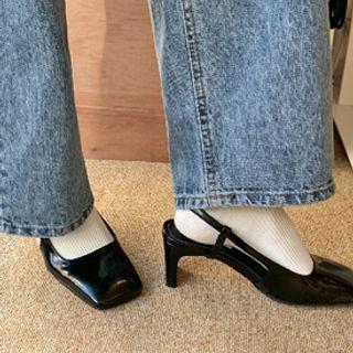 Square-toe Patent Slingbacks