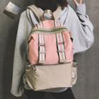 Strap Accent Color Block Backpack