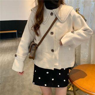 Peter-pan-collar Woolen Buttoned Coat