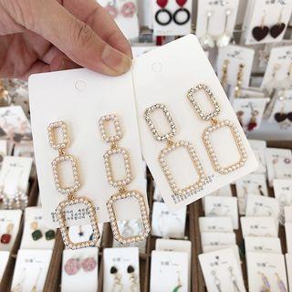 Rhinestone Rectangle Dangle Earring