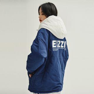 Two Tone Padded Buttoned Hooded Jacket