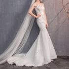 Sleeveless Embroidered Mermaid Wedding Gown / Set