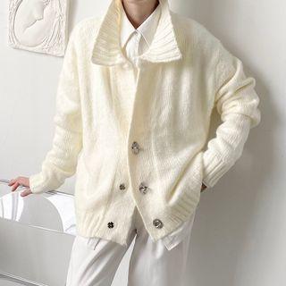 Metal-accent Plain Cardigan