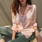 Long-sleeve Pastel Color Shirt