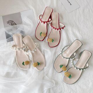 Round Heel Pineapple Toe-loop Slide Sandals