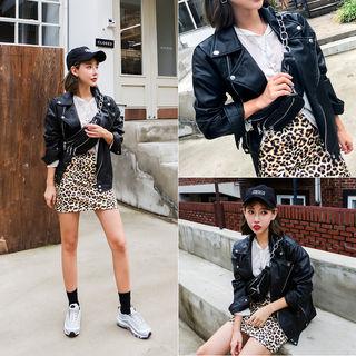 Zip-detail Faux-leather Jacket Black - One Size