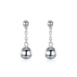Fashion Simple Round Bead Earrings Silver - One Size
