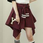 Lettered Plaid Hanky Skirt Red - One Size