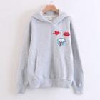 Long Sleeve Embroidered Applique Hooded Pullover