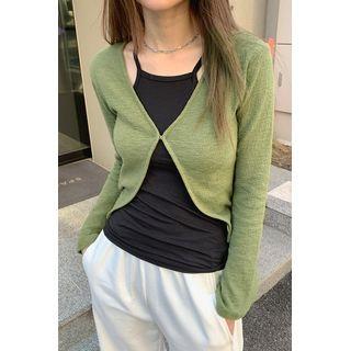 V-neck Hook-and-eye Cardigan