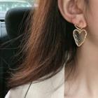 925 Sterling Silver Heart Dangle Earring 1 Pair - Gold - One Size