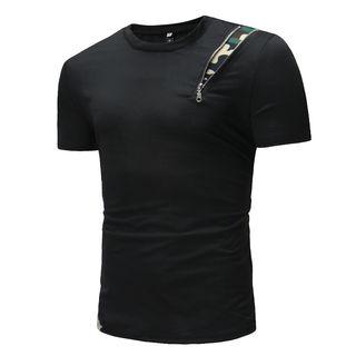 Short-sleeve Camo Print Panel Top