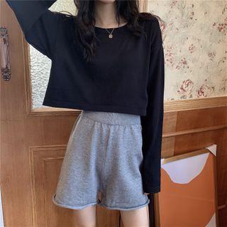 Long-sleeve Knit Top / Sweatshorts