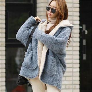 Reversible Hooded Oversized Sherpa-fleece Jacket