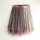 Reversible Velvet Mesh Midi A-line Skirt