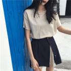 Set: Short-sleeve Embroidered T-shirt Dress + A-line Skirt