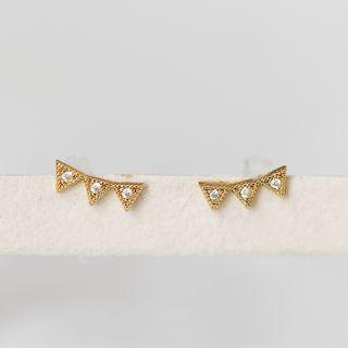 Rhinestone Triangle Stud Earring 1 Pair - As Shown In Figure - One Size