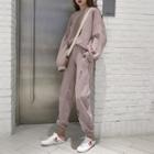 Set: Plain Distressed Loose-fit Pullover + Pants