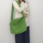 Plain Canvas Crossbody Bag Green - One Size