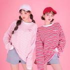 Strawberry Milk Extra Long-sleeve Stripe T-shirt