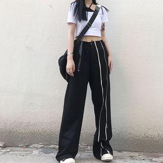 Wide-leg Zip Detail Sweatpants