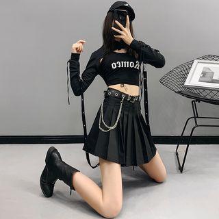 Tie-accent Lace-up Crop Cape Top