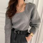 Square-neck Sweater Gray - One Size