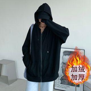 Fleece Lining Hooded Zipped Jacket