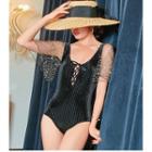 Mesh Panel Flutter Sleeve Swimsuit