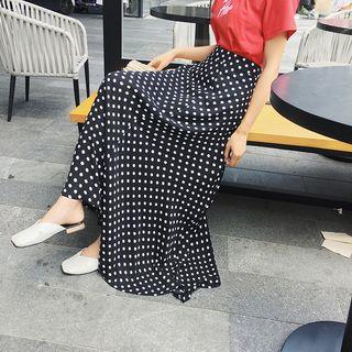 Polka Dot Maxi A-line Chiffon Skirt