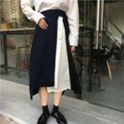 Color-block Irregular Midi-skirt
