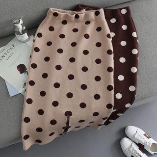 Dotted A-line Knit Midi Skirt