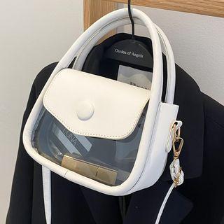Clear Snap-button Flap Cross Bag