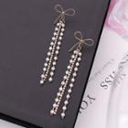 Bow Alloy Faux Pearl Rhinestone Fringed Earring 1 Pair - Stud Earring - Gold - One Size