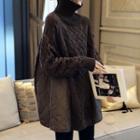 High-neck Linen Flower Oversize Sweater