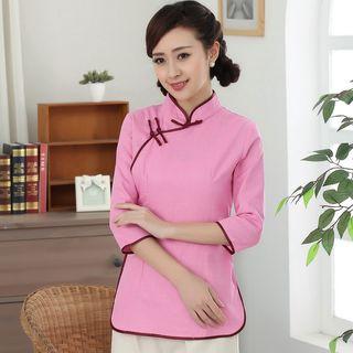 3/4-sleeve Piped Top