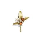 Fashion And Elegant Enamel Flower Leaf Smooth Brooch With Imitation Pearls Golden - One Size